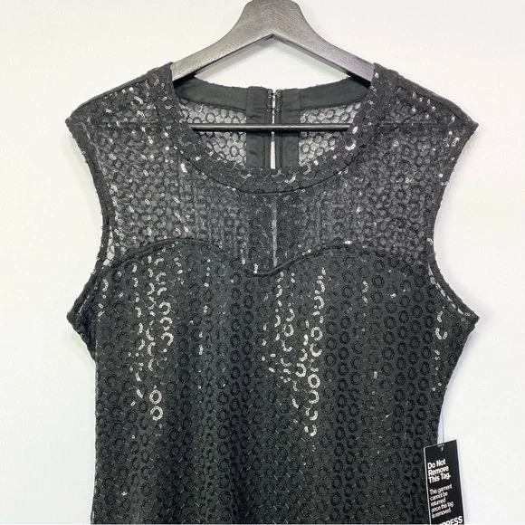 Express- Black Sheer Sleeveless Party Dress M NWT - Picture 2 of 10